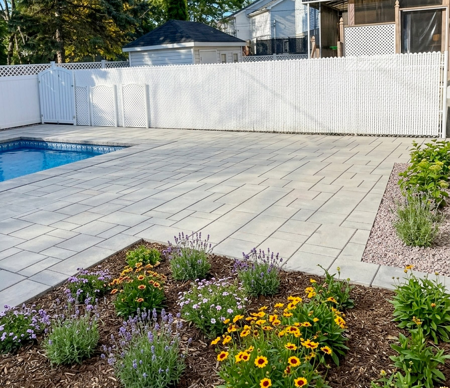 Contour de piscine en dalles