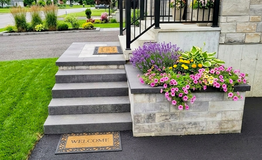 Muret et escalier en pavé